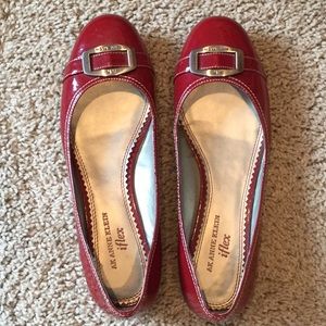 Red patent leather flats